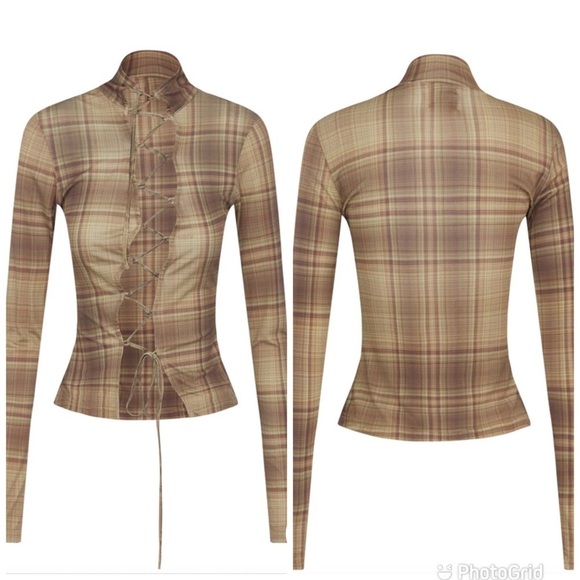 With Jean. Amethyst Top in Plaid New with Tags! - Picture 4 of 10